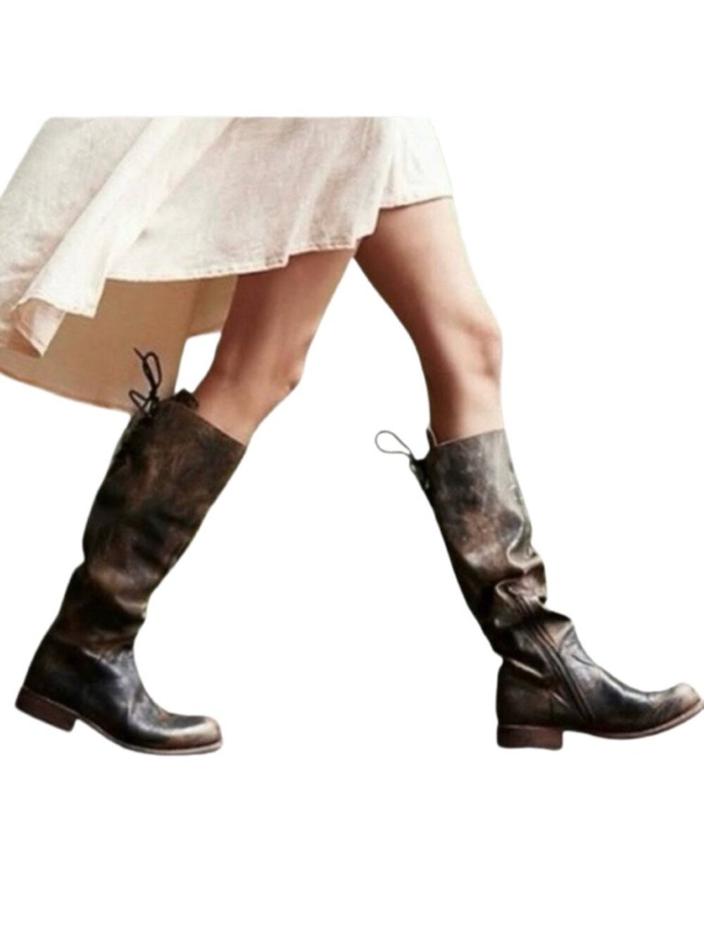 BED STU Manchester Distressed Brown Leather Tall Riding Boots BedStu Size 6.5